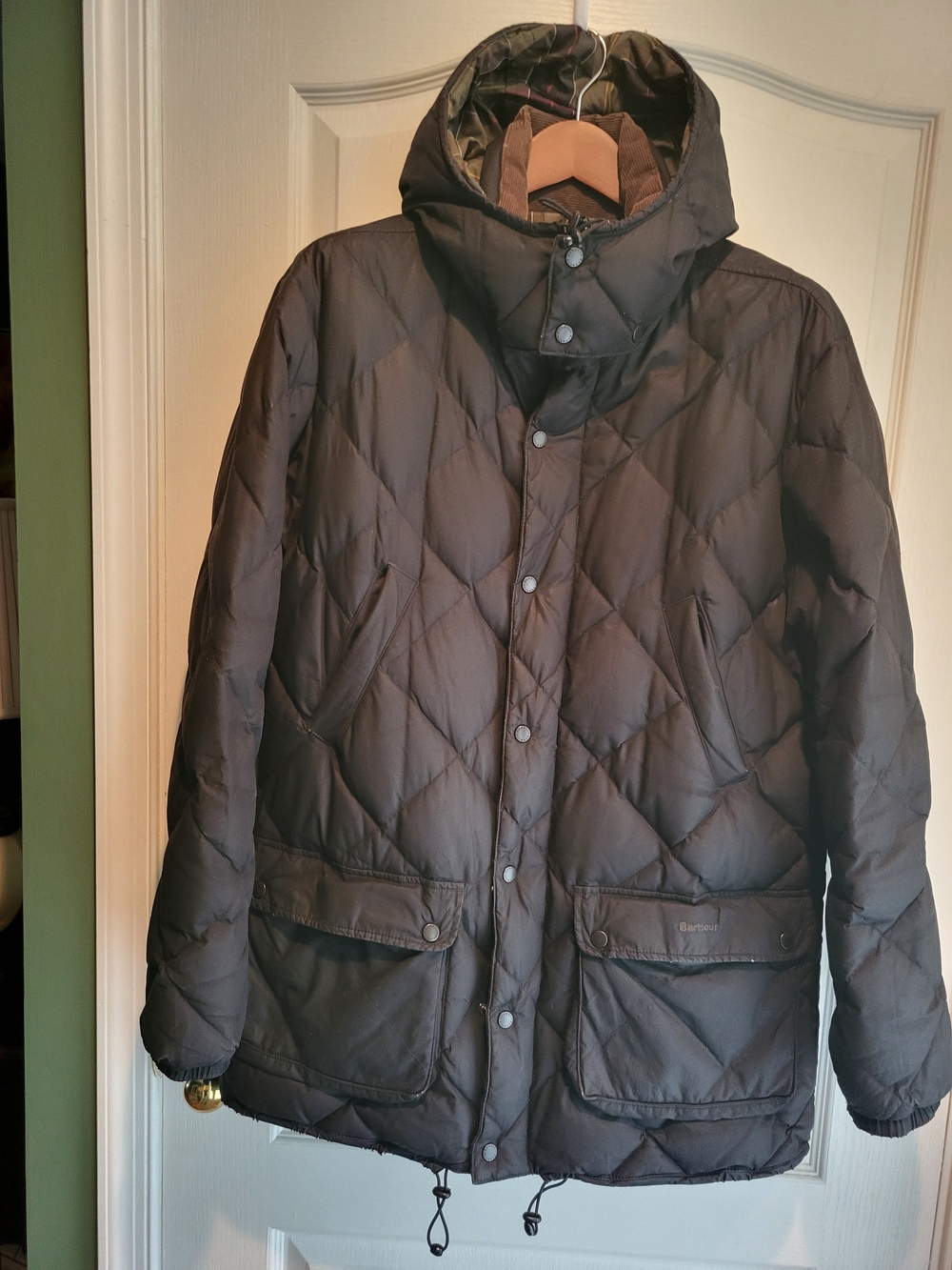 Barbour Down Wax Puffer Jacket With Detachable Hood - Black
